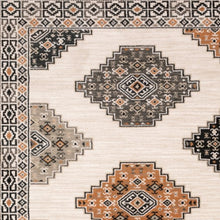 Abstract Ivory And Gray Geometric Indoor Runner Rug - 2’ x 8’