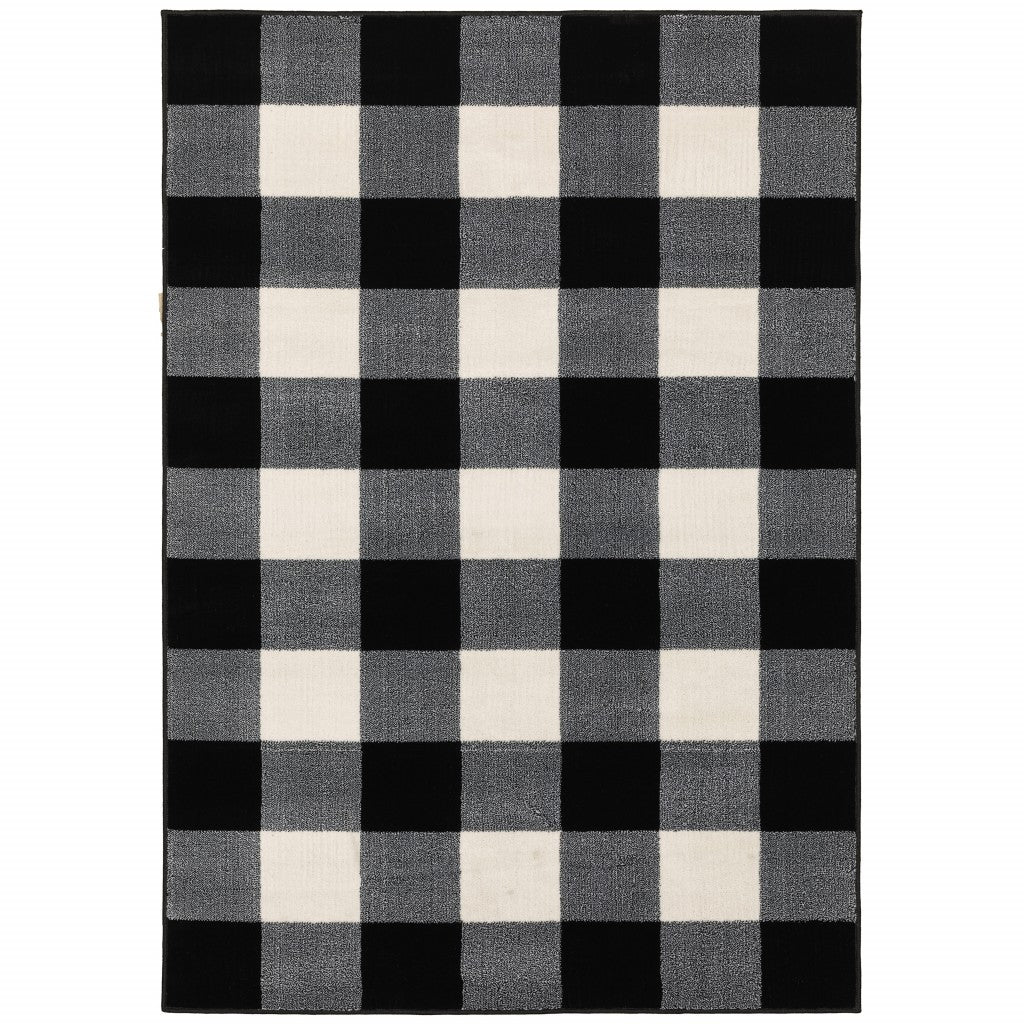 2’ X 8’ Monochromatic Gingham Pattern Indoor Runner Rug