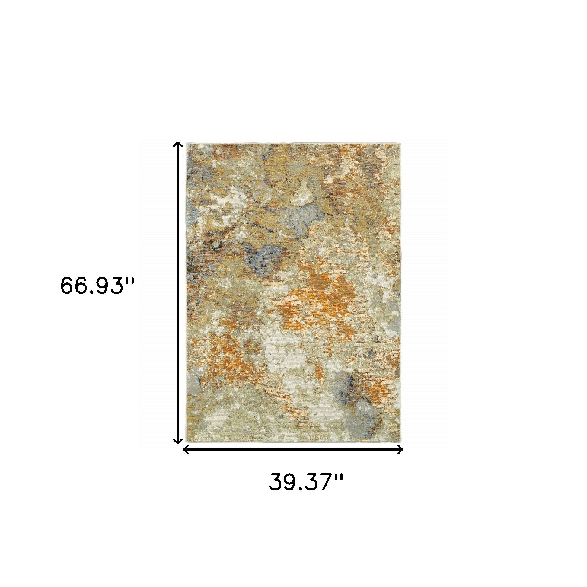 2’ X 3’ Modern Abstract Gold And Beige Indoor Scatter Rug