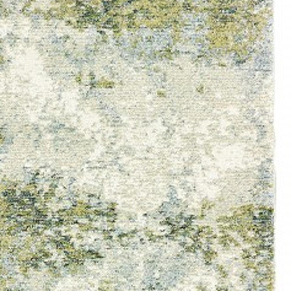 2’ X 3’ Blue And Sage Distressed Waves Indoor Scatter Rug