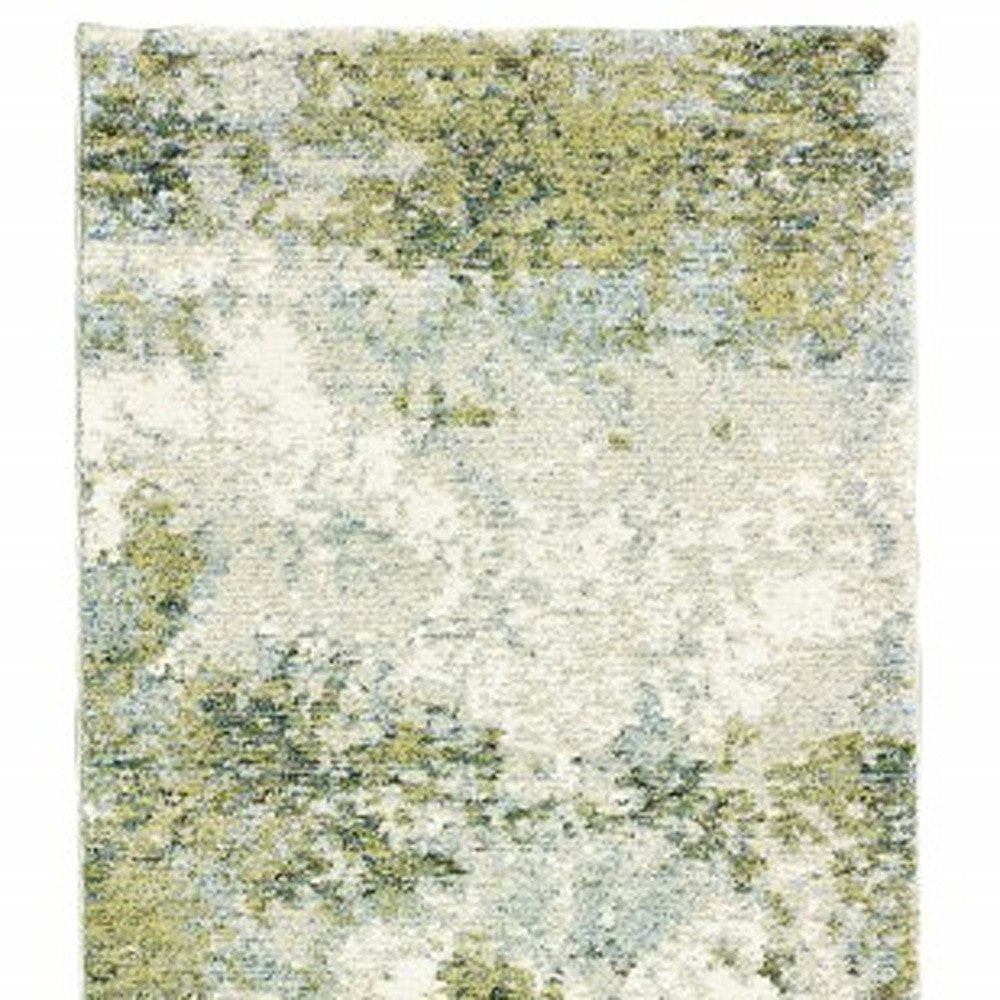 2’ X 3’ Blue And Sage Distressed Waves Indoor Scatter Rug