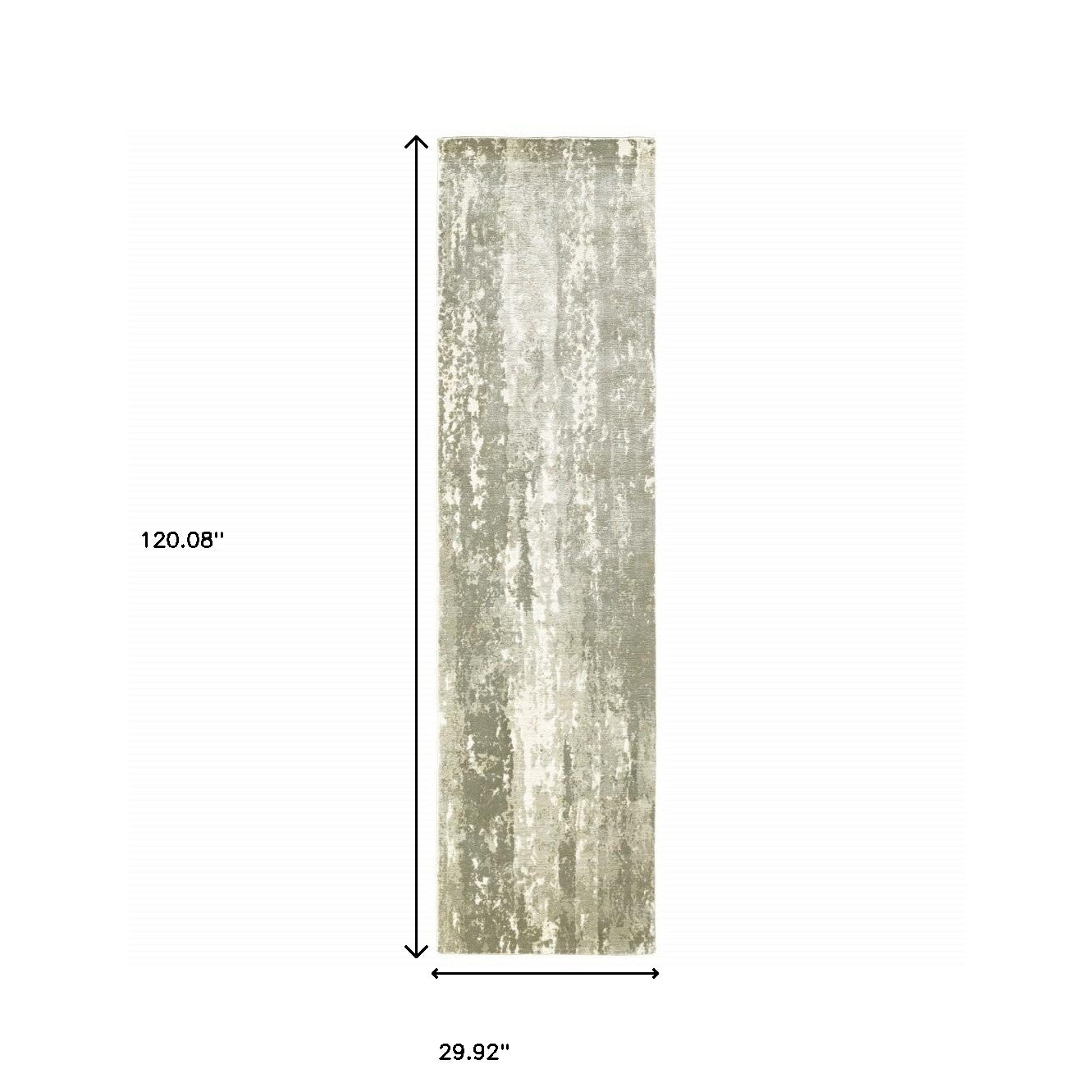 3’ X 10’ Gray And Ivory Abstract Splash Indoor Runner Rug