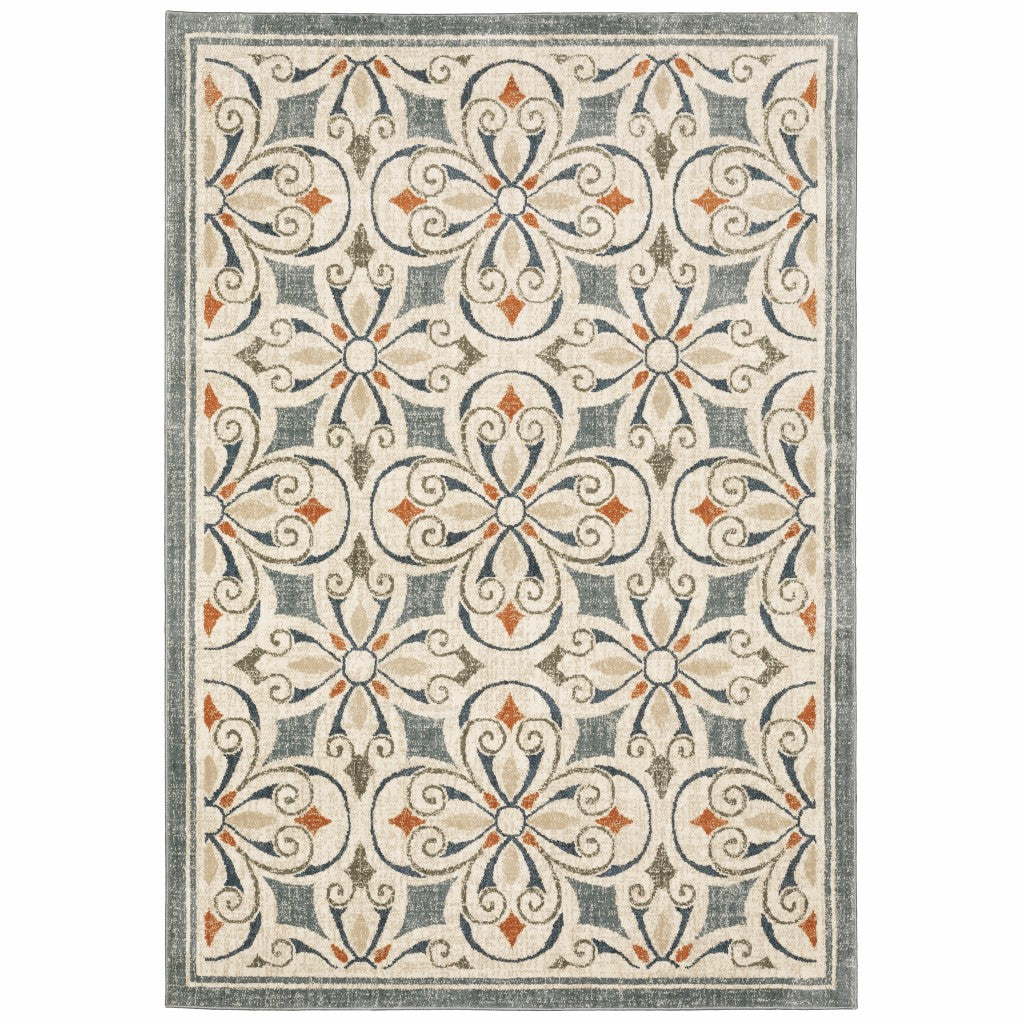 10’ X 13’ Gray And Beige Medallion Indoor Area Rug