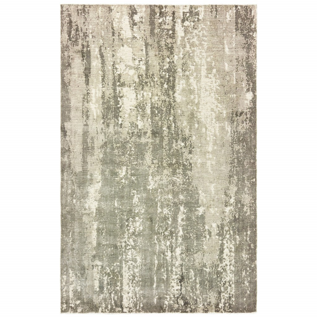 3’ X 10’ Gray And Ivory Abstract Splash Indoor Runner Rug