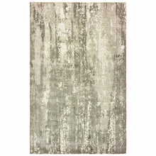 3’ X 10’ Gray And Ivory Abstract Splash Indoor Runner Rug
