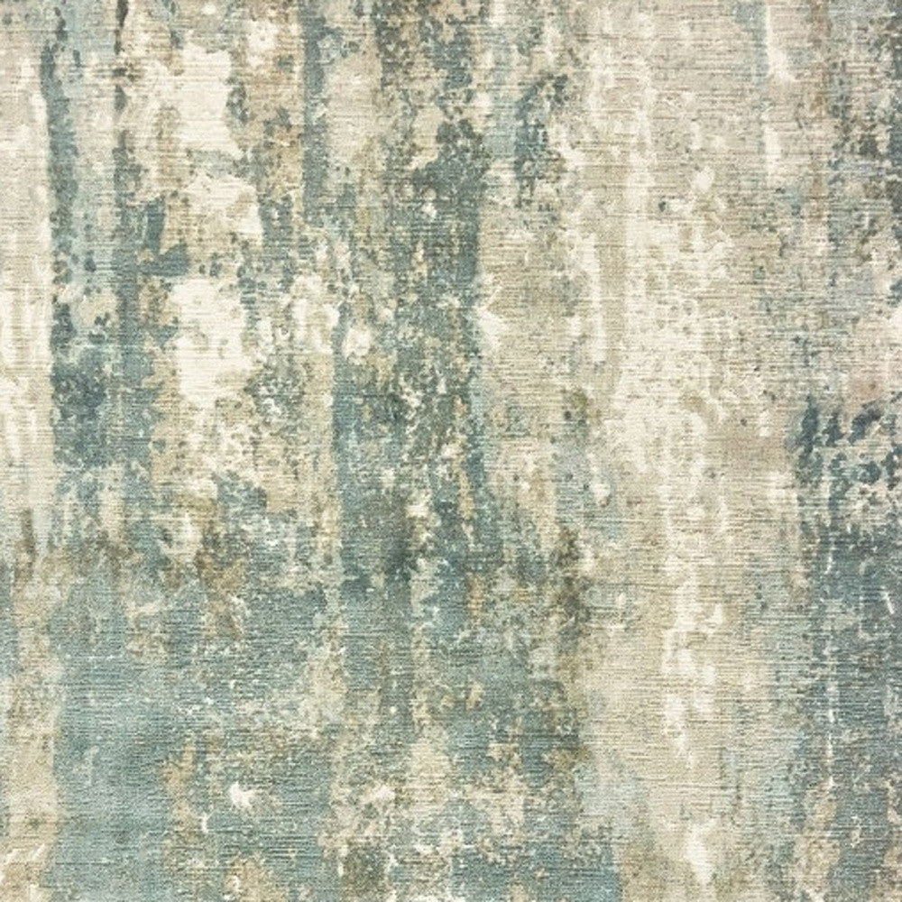 3’ X 10’ Blue And Gray Abstract Splash Indoor Runner Rug