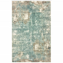 3’ X 10’ Blue And Gray Abstract Pattern Indoor Runner Rug