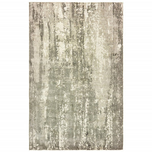3’ X 10’ Gray And Ivory Abstract Splash Indoor Runner Rug