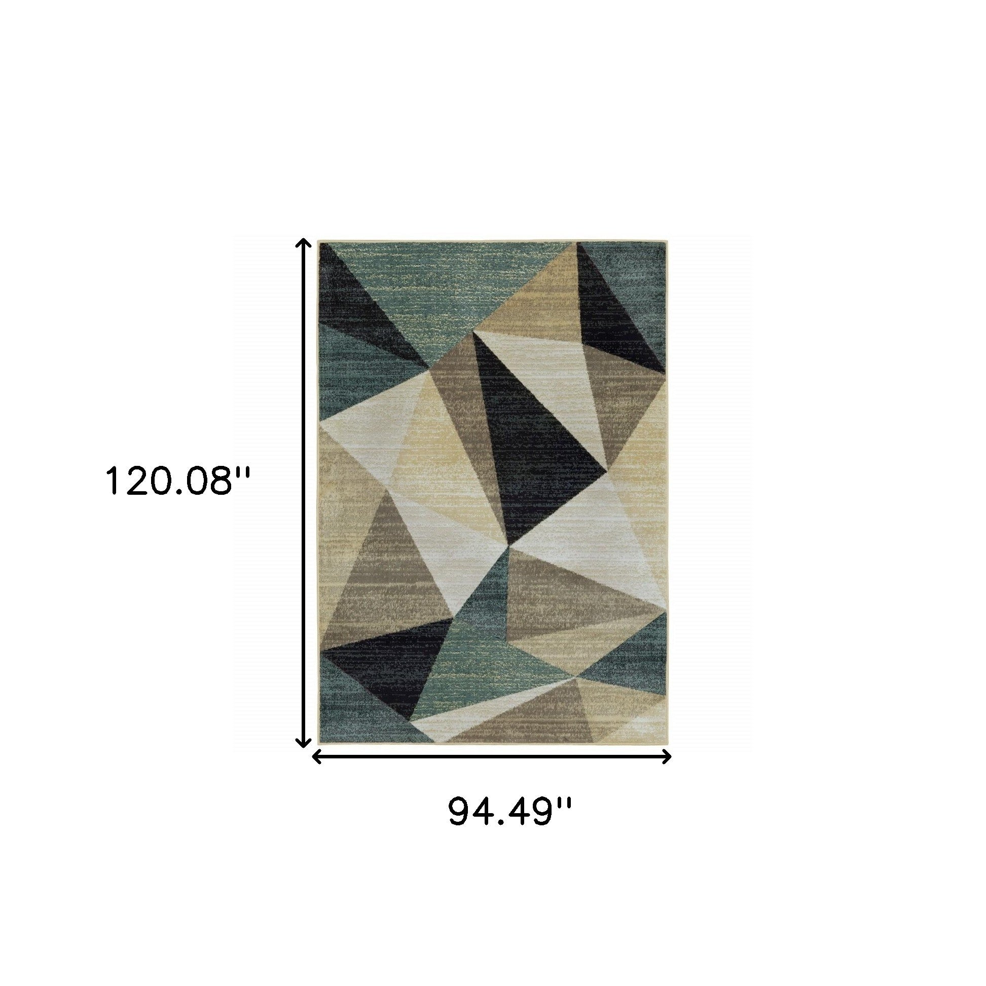 2’ X 8’ Gray And Teal Geometrics Indoor Runner Rug