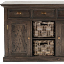 Modern Farmhouse Espresso Wash Large Accent Cabinet With Baskets