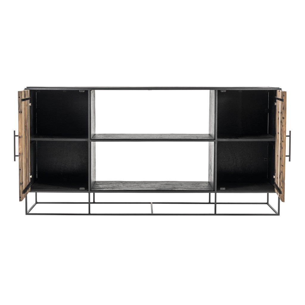 Modern Rustic Black And Natural Media Center Tv Stand