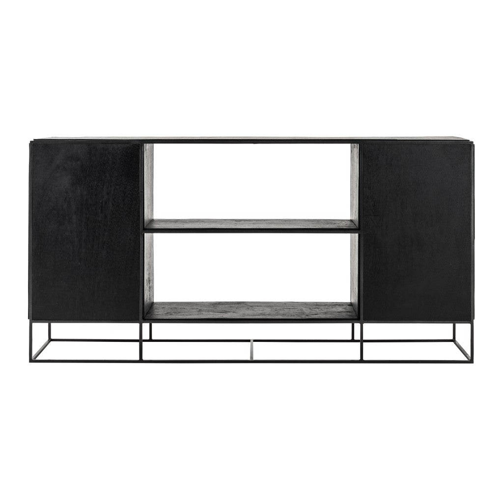 Modern Rustic Black And Natural Media Center Tv Stand