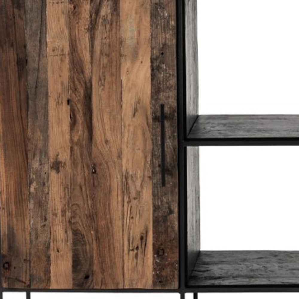 Modern Rustic Black And Natural Media Center Tv Stand