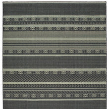 8' Black Ivory Machine Woven Geometric Indoor Runner Rug