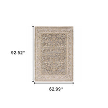 Beige Grey Machine Woven Oriental Indoor Arean Rug - 5' x 8'