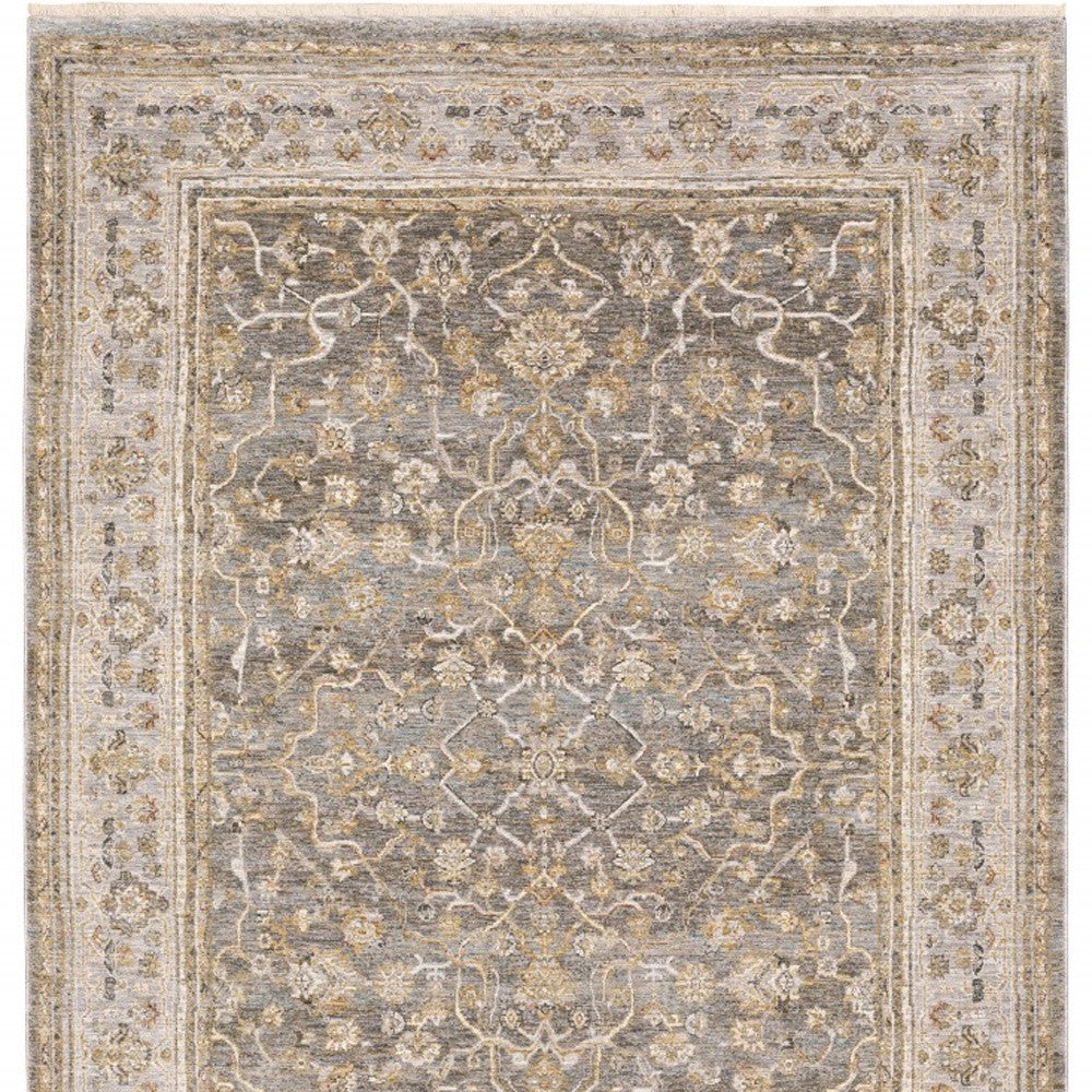 Beige Grey Machine Woven Oriental Indoor Arean Rug - 5' x 8'