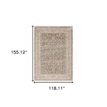Beige Grey Machine Woven Oriental Indoor Arean Rug - 5' x 8'