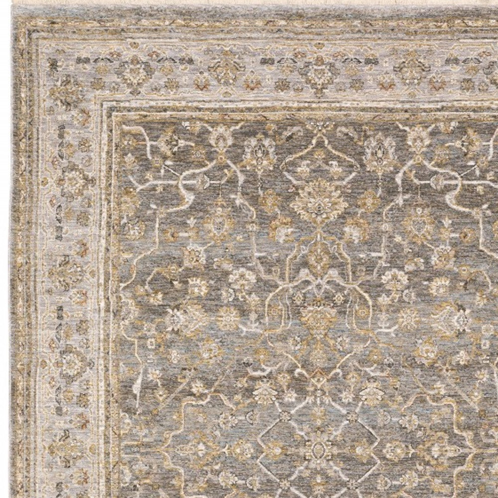 Beige Grey Machine Woven Oriental Indoor Arean Rug - 5' x 8'