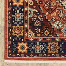 6' X 9' Red Blue Machine Woven Oriental Indoor Area Rug
