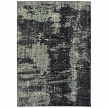 8' Black Ivory Machine Woven Abstract Indoor Runner Rug