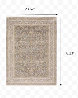 Beige Grey Machine Woven Oriental Indoor Arean Rug - 5' x 8'