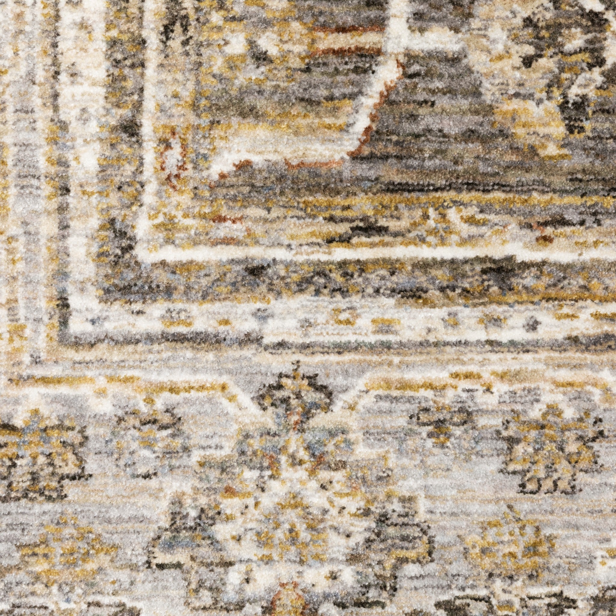 Beige Grey Machine Woven Oriental Indoor Arean Rug - 5' x 8'