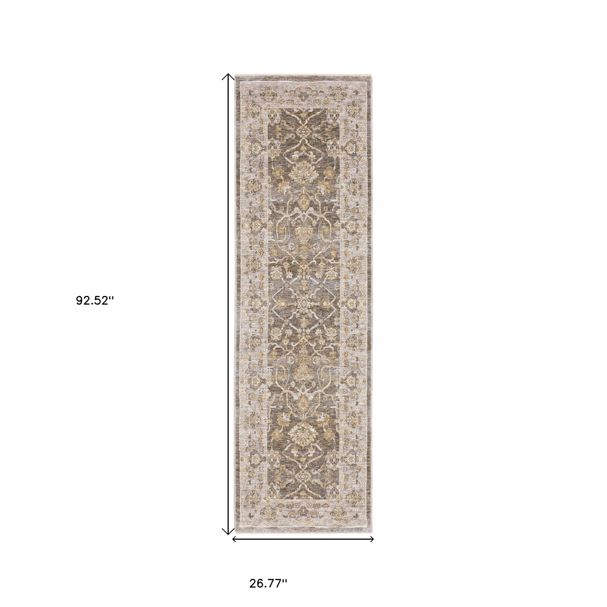 Beige Grey Machine Woven Oriental Indoor Arean Rug - 5' x 8'