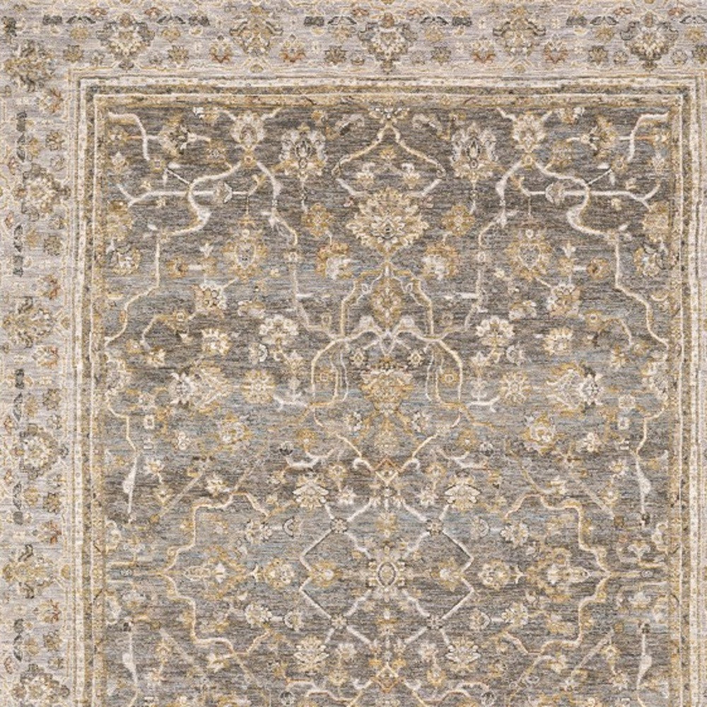 Beige Grey Machine Woven Oriental Indoor Arean Rug - 5' x 8'