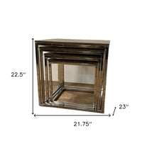 Juego de 4 mesas decorativas anidadas rústicas modernas