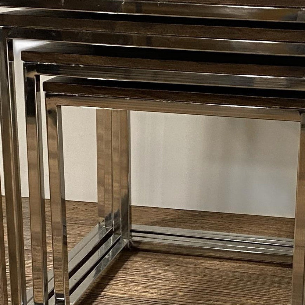 Juego de 4 mesas decorativas anidadas rústicas modernas