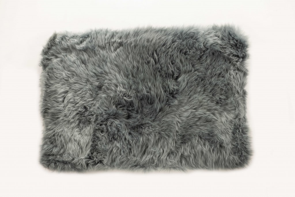 2' X 5' Gray Natural Rectangular Sheepskin Area Rug