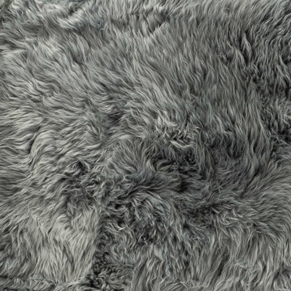 2' X 5' Gray Natural Rectangular Sheepskin Area Rug