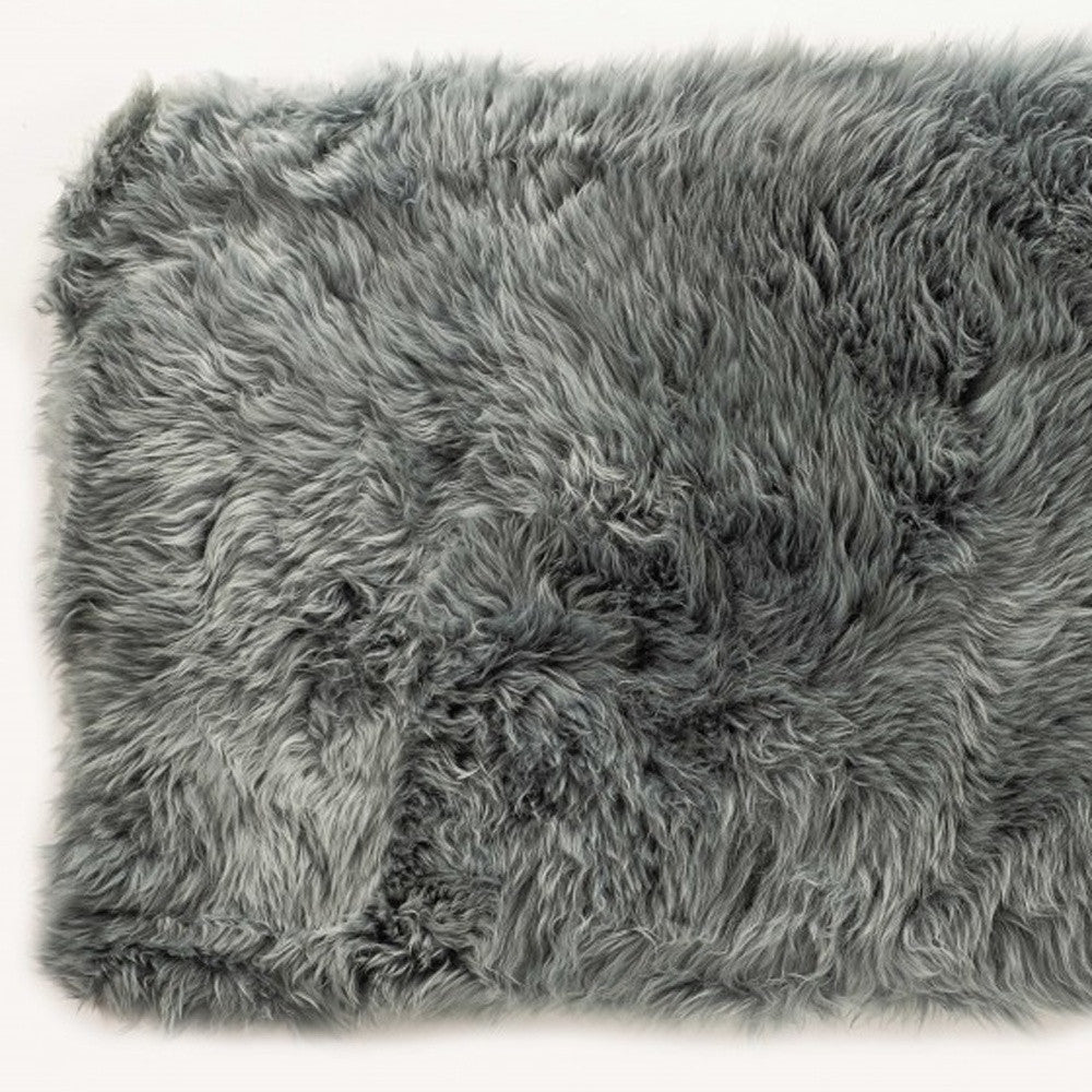 2' X 5' Gray Natural Rectangular Sheepskin Area Rug