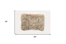 2' X 5' Taupe Natural Rectangular Sheepskin Area Rug