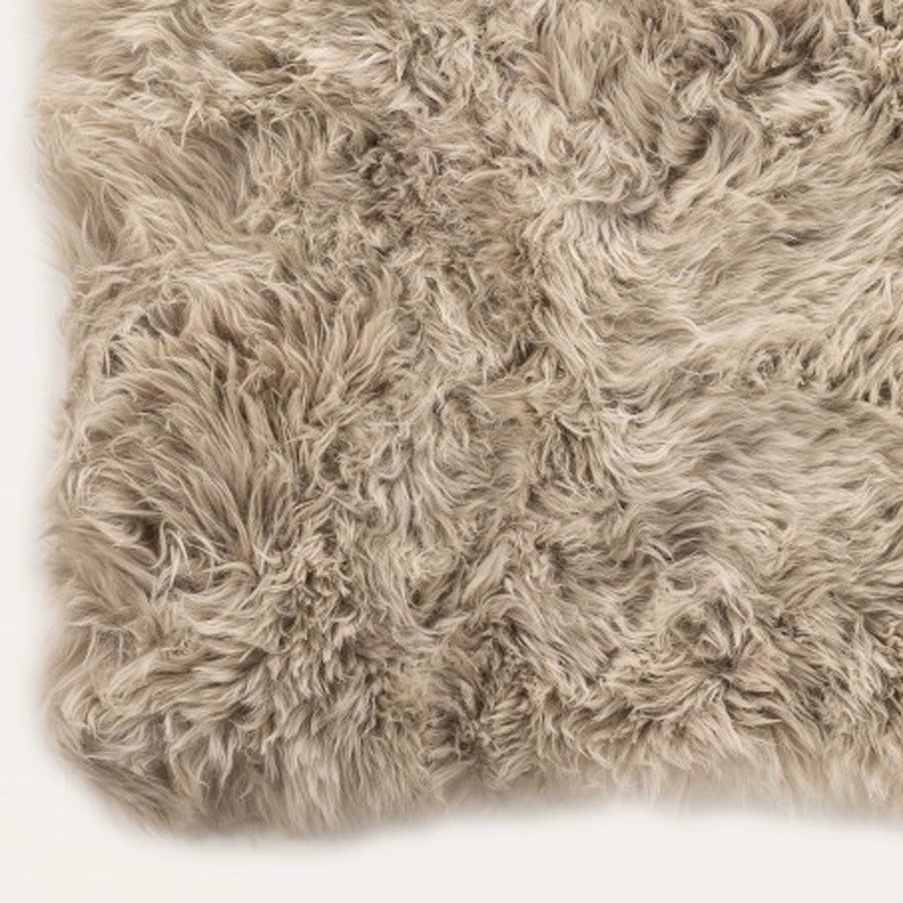 2' X 5' Taupe Natural Rectangular Sheepskin Area Rug