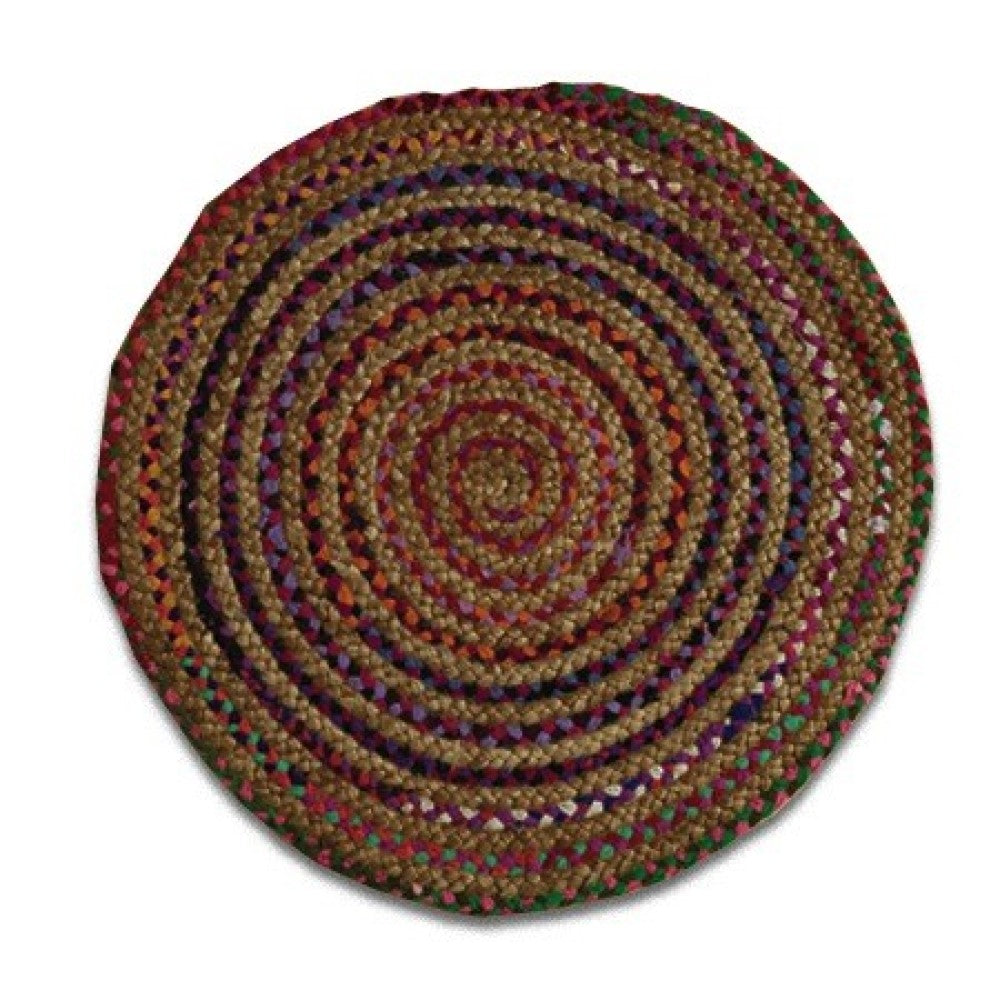 Rainbow Colors Jute Rag Braided Scatter Rug - 2' x 3'