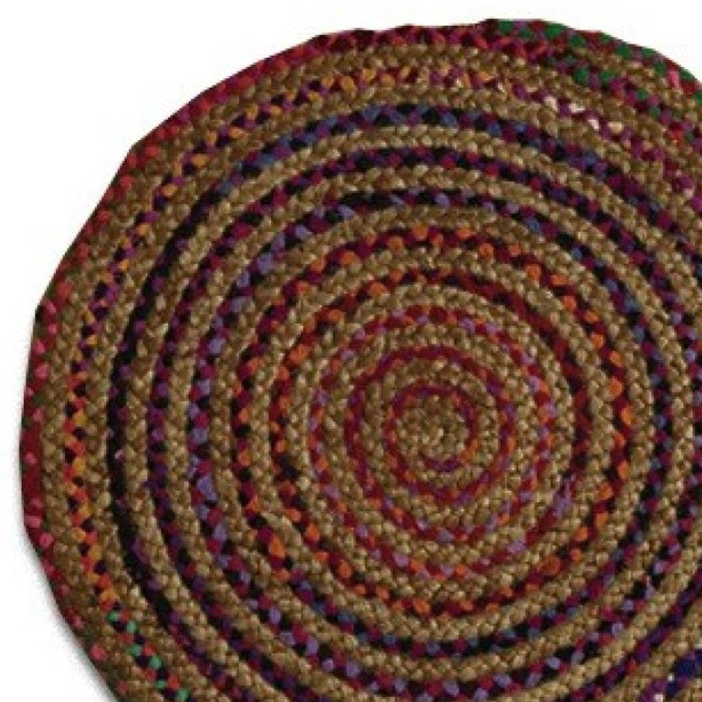 Rainbow Colors Jute Rag Braided Scatter Rug - 2' x 3'
