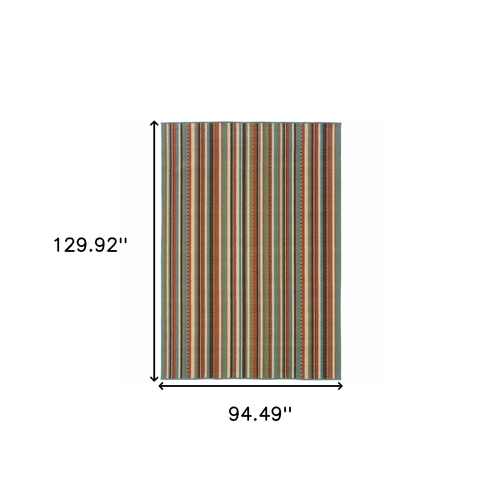 2’X8’ Green And Brown Striped Indoor Outdoor Runner Rug