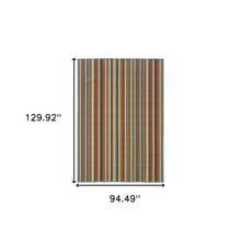 2’X8’ Green And Brown Striped Indoor Outdoor Runner Rug