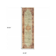 2’X8’ Ivory And Pink Medallion Runner Rug