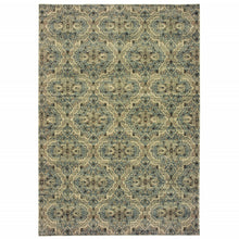 5’X8’ Ivory And Blue Geometric Area Rug