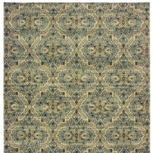 5’X8’ Ivory And Blue Geometric Area Rug