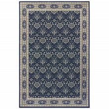 2’X8’ Navy And Gray Floral Ditsy Runner Rug
