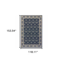 2’X8’ Navy And Gray Floral Ditsy Runner Rug