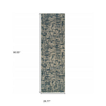 Gray And Navy Abstract Runner Rug - 2’ x 8’