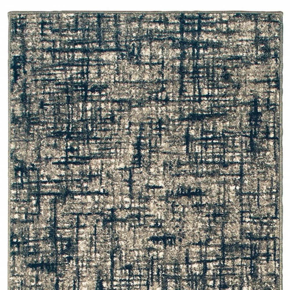 Gray And Navy Abstract Runner Rug - 2’ x 8’