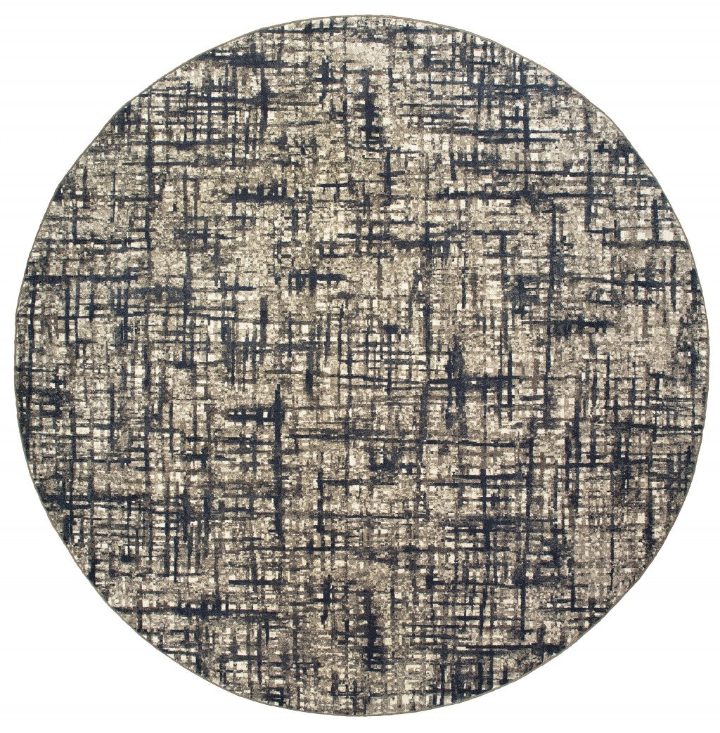 Gray And Navy Abstract Runner Rug - 2’ x 8’