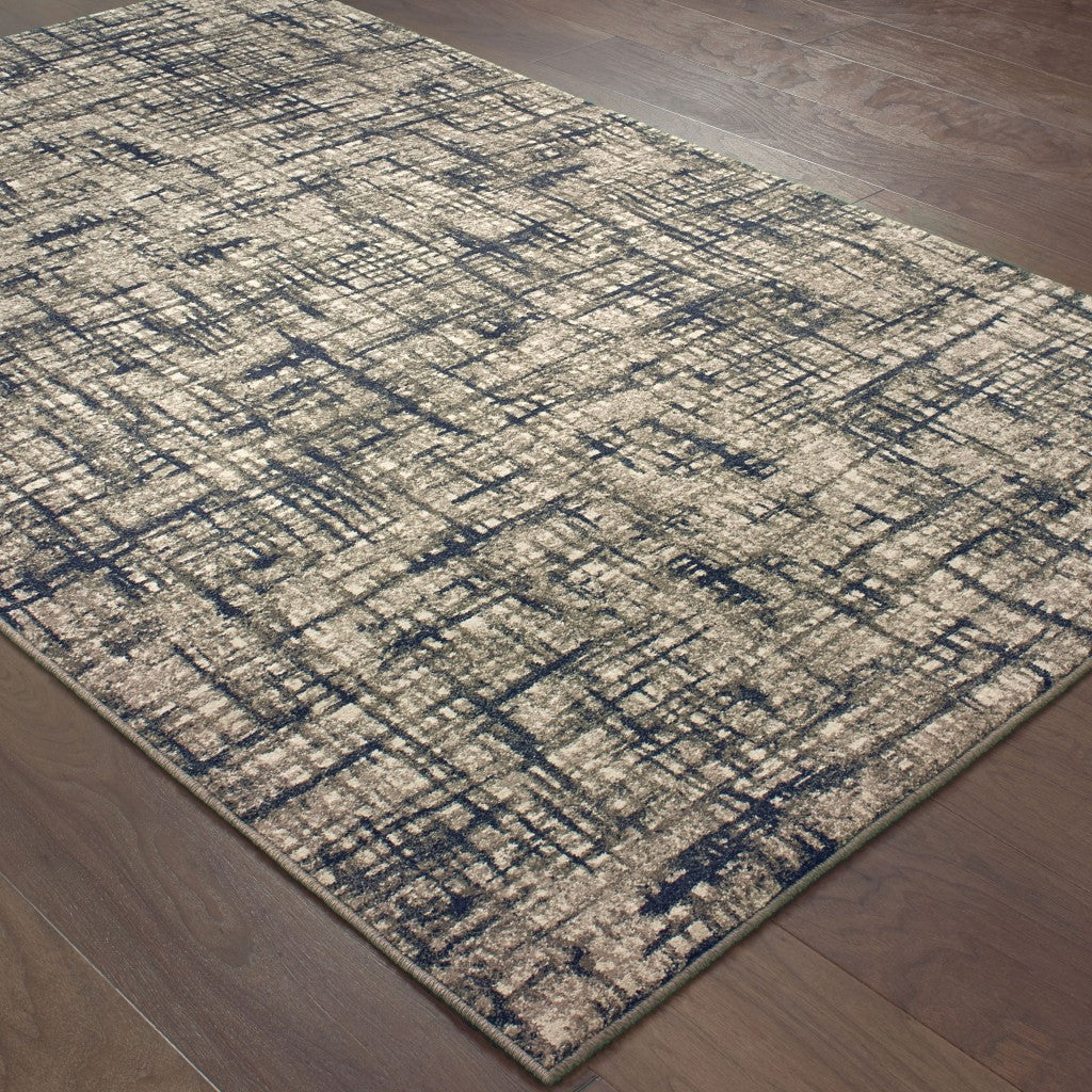 Gray And Navy Abstract Runner Rug - 2’ x 8’