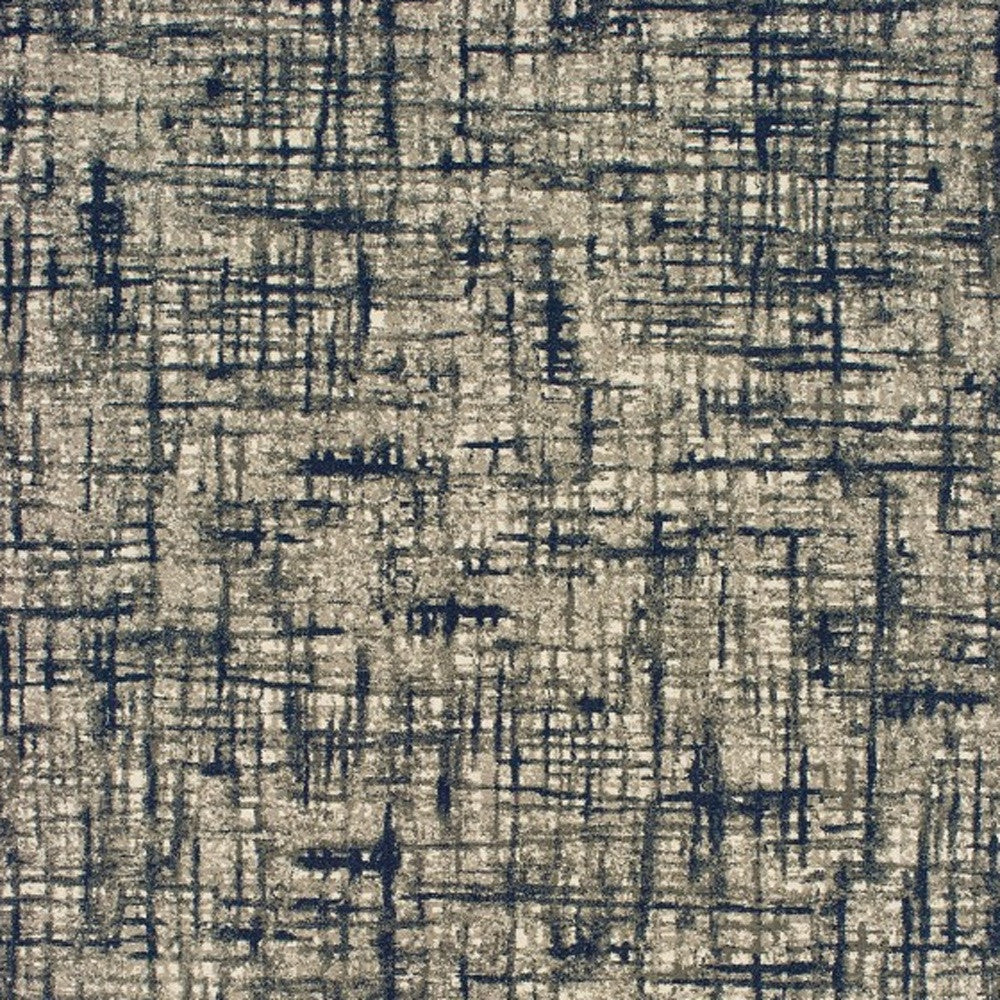 Gray And Navy Abstract Runner Rug - 2’ x 8’