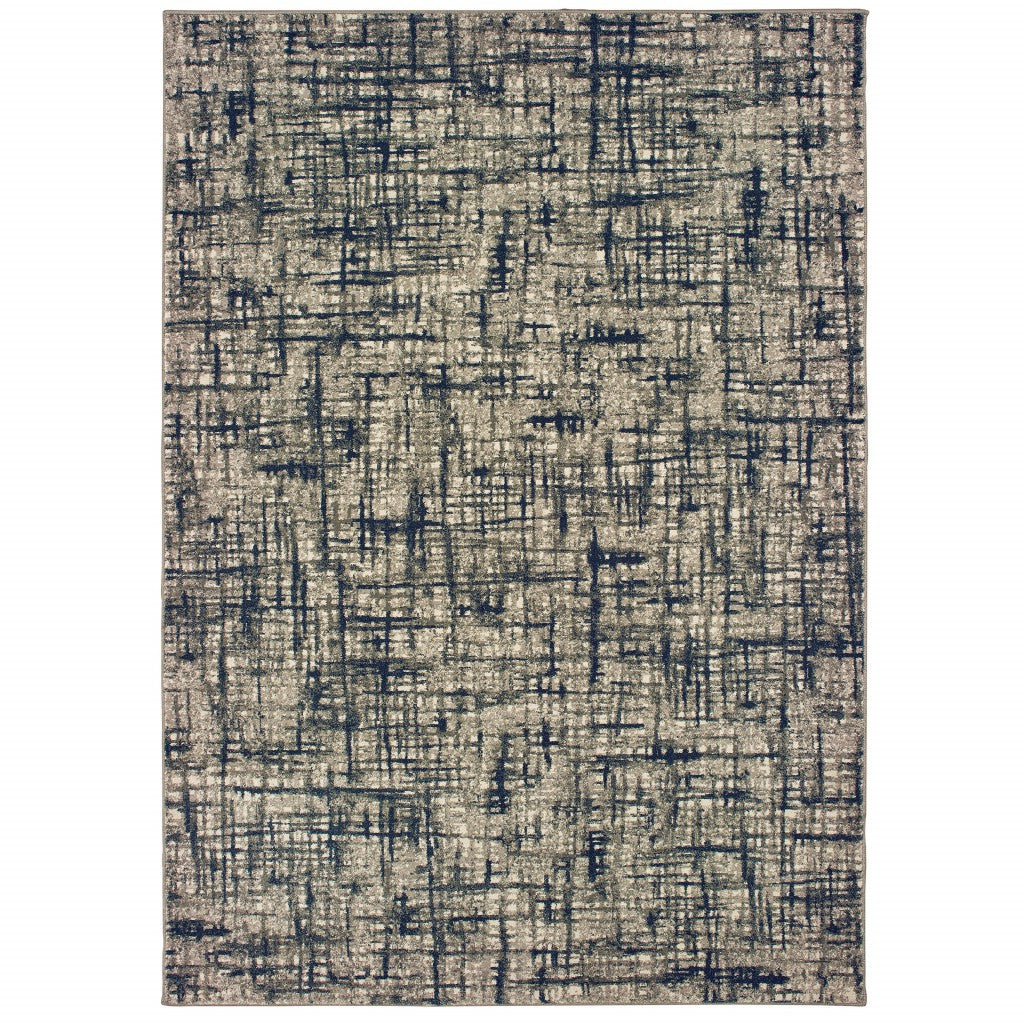 Gray And Navy Abstract Runner Rug - 2’ x 8’